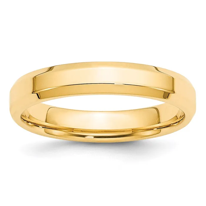 Solid 10K Yellow Gold 4mm Bevel Edge Comfort Fit MensWomens Wedding Band Ring Size 125 Goldia Rings Solid 10K Yellow Gold 4mm Bevel Edge Comfort Fit MensWomens Wedding Band Ring Size 125 Goldia Rings