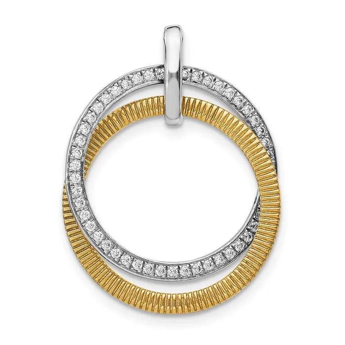 Solid 14k Twotone 14ct Simulated CZ Entwined Circles Pendant Goldia Rings Solid 14k Twotone 14ct Simulated CZ Entwined Circles Pendant Goldia Rings