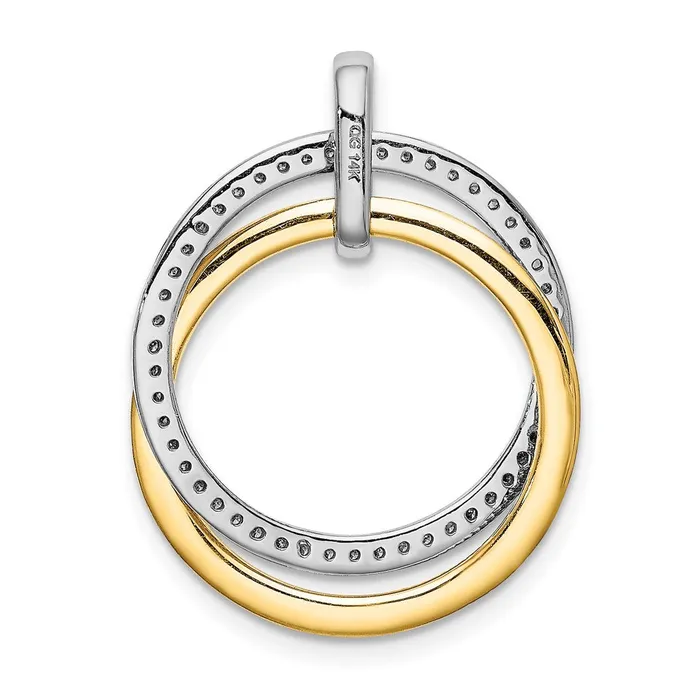 Solid 14k Twotone 14ct Simulated CZ Entwined Circles Pendant Goldia Rings Solid 14k Twotone 14ct Simulated CZ Entwined Circles Pendant Goldia Rings