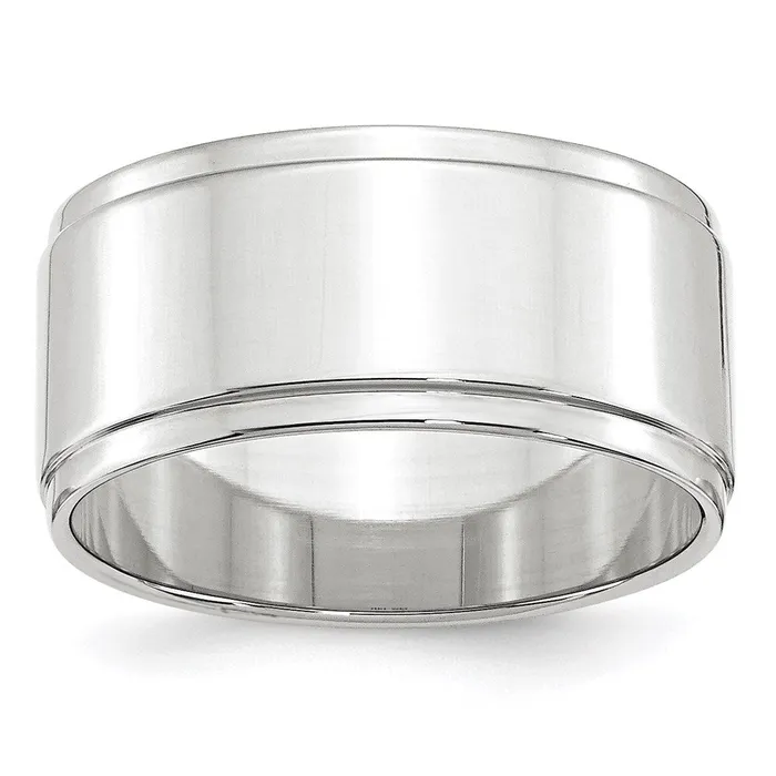 Solid 14K White Gold 10mm Flat with Step Edge MensWomens Wedding Band Ring Size 65 Goldia Rings Solid 14K White Gold 10mm Flat with Step Edge MensWomens Wedding Band Ring Size 65 Goldia Rings