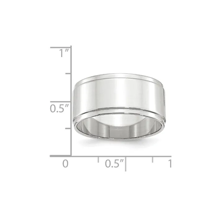 Solid 14K White Gold 10mm Flat with Step Edge MensWomens Wedding Band Ring Size 65 Goldia Rings Solid 14K White Gold 10mm Flat with Step Edge MensWomens Wedding Band Ring Size 65 Goldia Rings