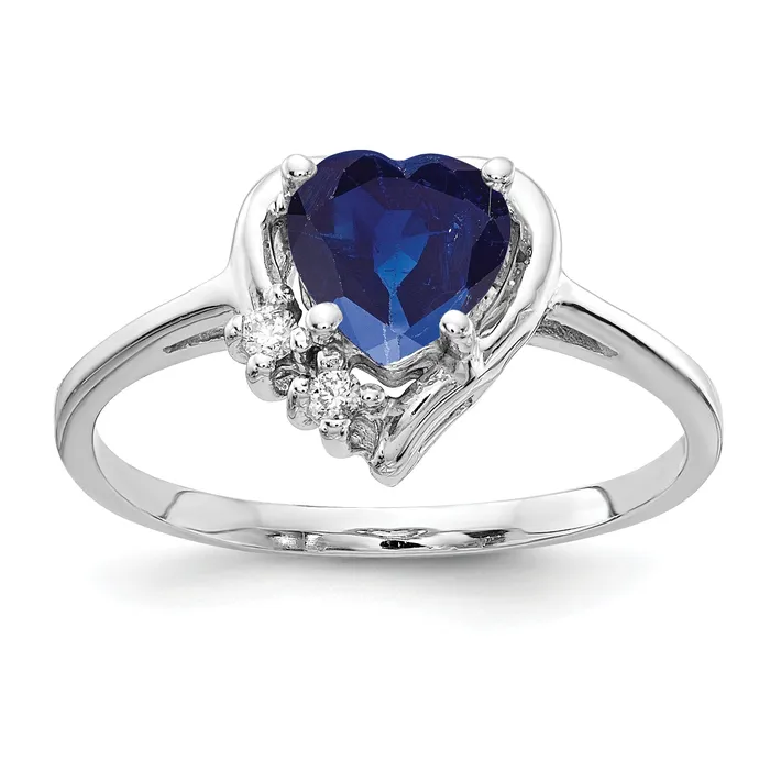 Solid 14k White Gold 6mm Heart Simulated Sapphire AAA CZ Ring Goldia Rings Solid 14k White Gold 6mm Heart Simulated Sapphire AAA CZ Ring Goldia Rings