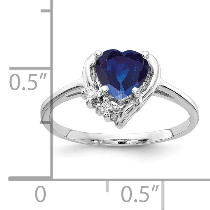 Solid 14k White Gold 6mm Heart Simulated Sapphire AAA CZ Ring Goldia Rings