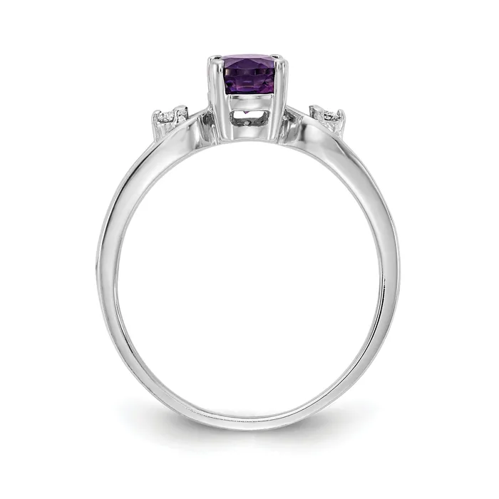 Solid 14k White Gold 7x5mm Oval Simulated Amethyst VS CZ Ring Goldia Rings