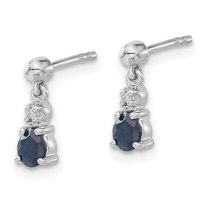Solid 14k White Gold Blue Simulated Sapphire and CZ Dangle Post Earrings Goldia Earrings Solid 14k White Gold Blue Simulated Sapphire and CZ Dangle Post Earrings Goldia Earrings