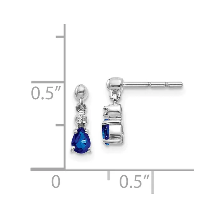 Solid 14k White Gold Blue Simulated Sapphire and CZ Dangle Post Earrings Goldia Earrings Solid 14k White Gold Blue Simulated Sapphire and CZ Dangle Post Earrings Goldia Earrings