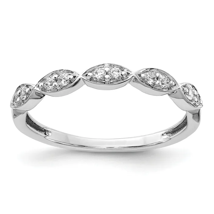 Solid 14k White Gold Fancy Simulated CZ Band Goldia Rings