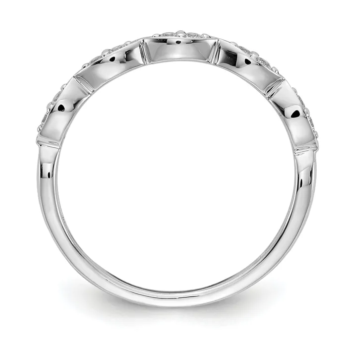 Solid 14k White Gold Fancy Simulated CZ Band Goldia Rings