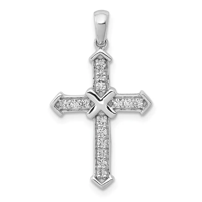 Solid 14k White Gold Passion Simulated CZ Cross Pendant Goldia Necklaces Solid 14k White Gold Passion Simulated CZ Cross Pendant Goldia Necklaces
