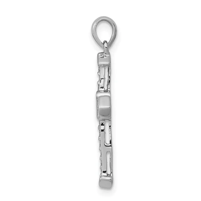 Solid 14k White Gold Passion Simulated CZ Cross Pendant Goldia Necklaces