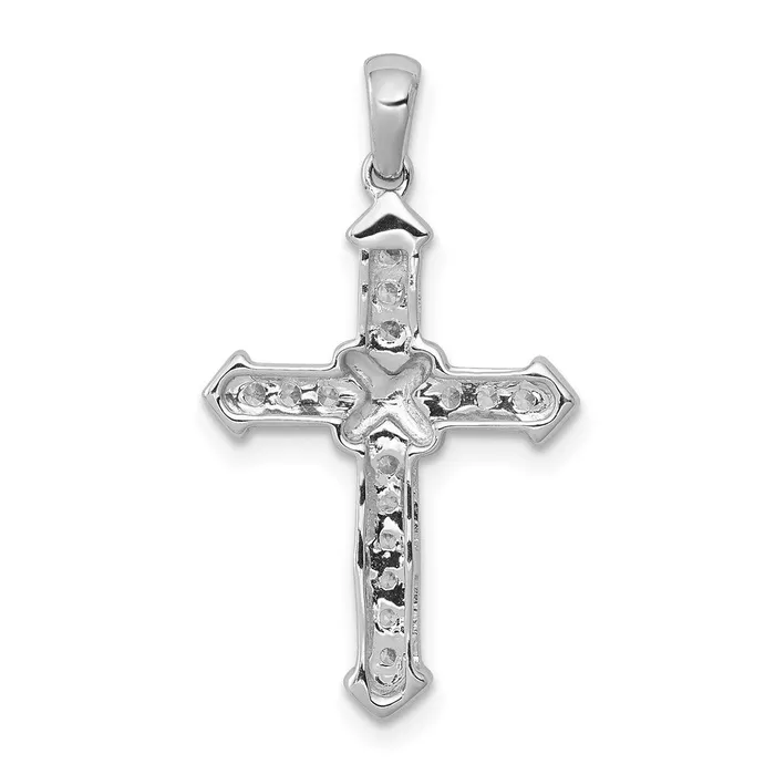 Solid 14k White Gold Passion Simulated CZ Cross Pendant Goldia Necklaces