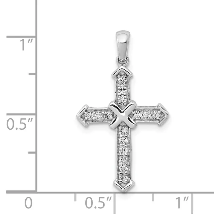 Solid 14k White Gold Passion Simulated CZ Cross Pendant Goldia Necklaces