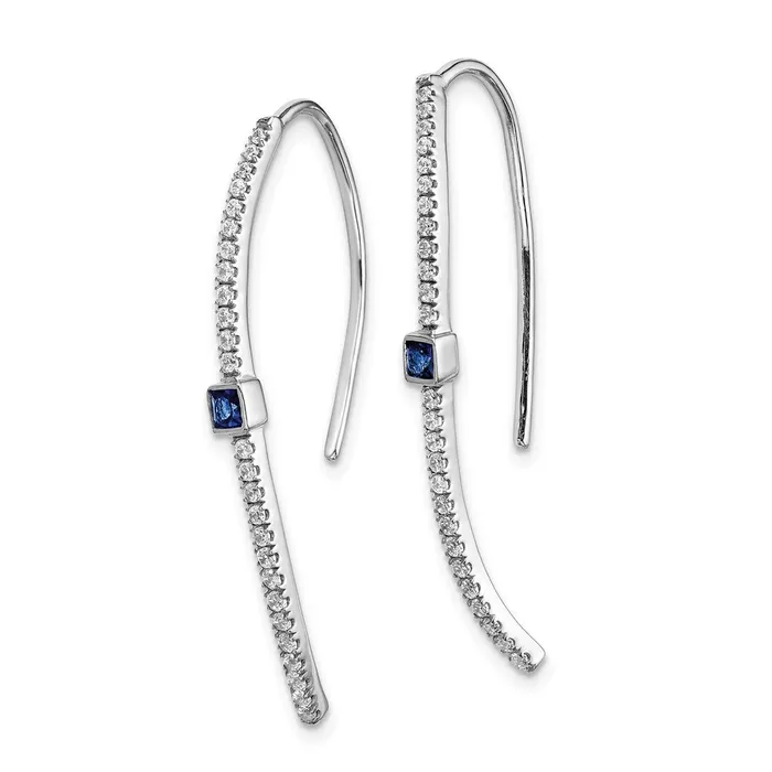 Solid 14k White Gold Simulated CZ and Sapphire Earrings Goldia Earrings