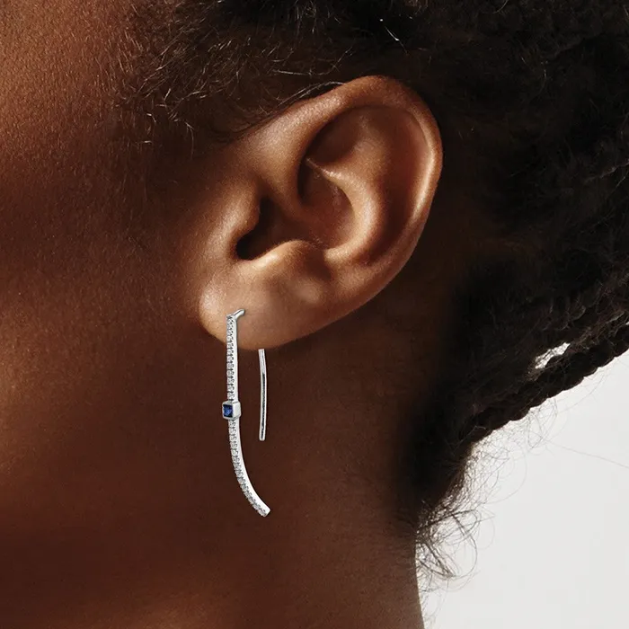 Solid 14k White Gold Simulated CZ and Sapphire Earrings Goldia Earrings