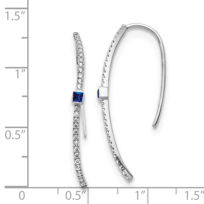 Solid 14k White Gold Simulated CZ and Sapphire Earrings Goldia Earrings