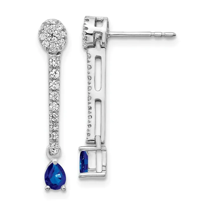 Solid 14k White Gold Simulated CZ and Sapphire Fancy Earrings Goldia Earrings Solid 14k White Gold Simulated CZ and Sapphire Fancy Earrings Goldia Earrings