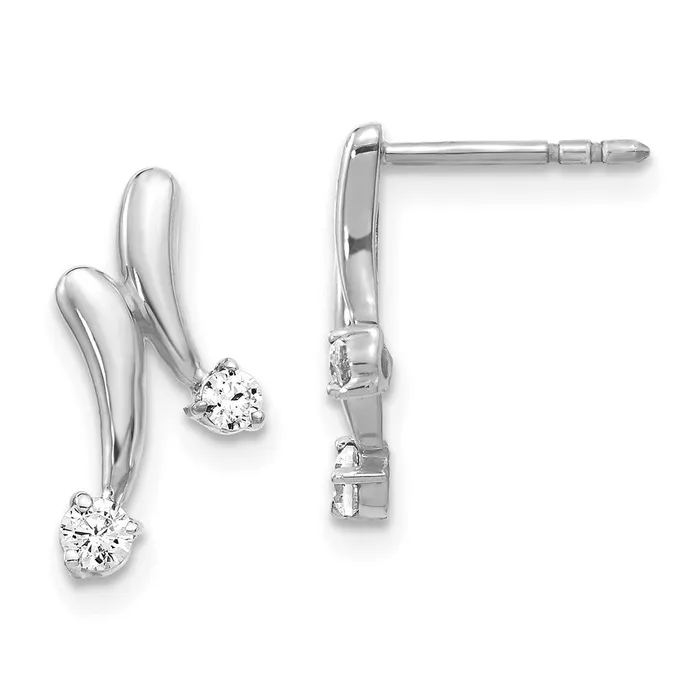 Solid 14k White Gold Simulated CZ Earrings Goldia Earrings