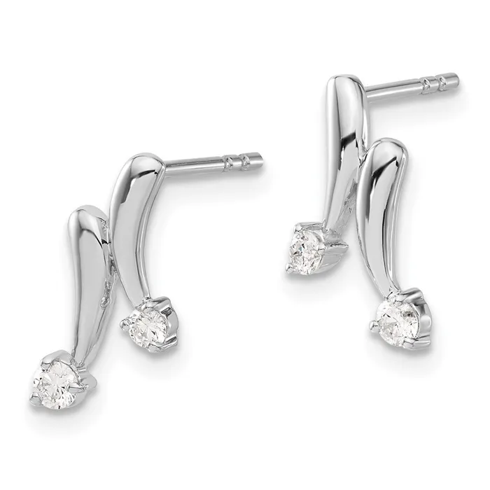 Solid 14k White Gold Simulated CZ Earrings Goldia Earrings