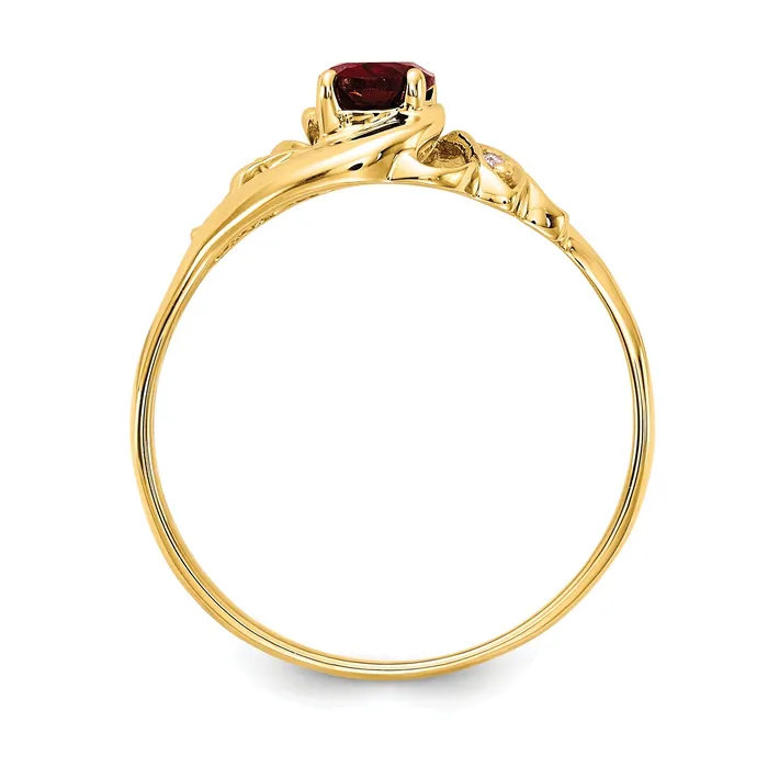 Solid 14k Yellow Gold 6x4mm Oval Simulated Garnet VS CZ Ring Goldia Rings