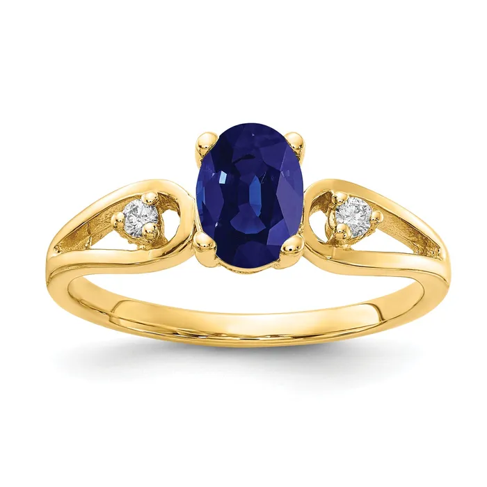 Solid 14k Yellow Gold 7x5mm Oval Simulated Sapphire AAA CZ Ring Goldia Rings Solid 14k Yellow Gold 7x5mm Oval Simulated Sapphire AAA CZ Ring Goldia Rings
