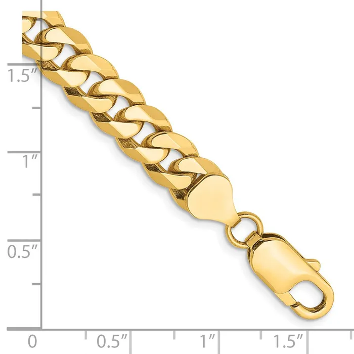 Solid 14K Yellow Gold 85 inch 8mm Flat Beveled Curb with Lobster Clasp Bracelet MDS Bracelets Solid 14K Yellow Gold 85 inch 8mm Flat Beveled Curb with Lobster Clasp Bracelet MDS Bracelets