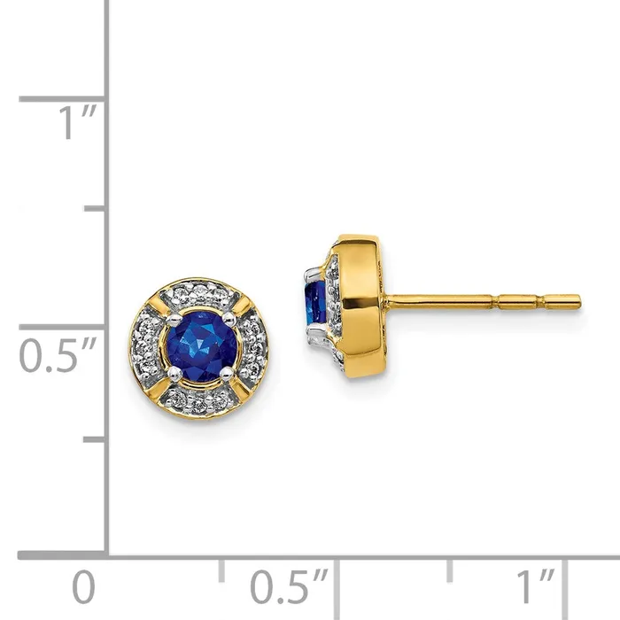 Solid 14k Yellow Gold Simulated CZ and Sapphire Fancy Halo Earrings Goldia Earrings Solid 14k Yellow Gold Simulated CZ and Sapphire Fancy Halo Earrings Goldia Earrings