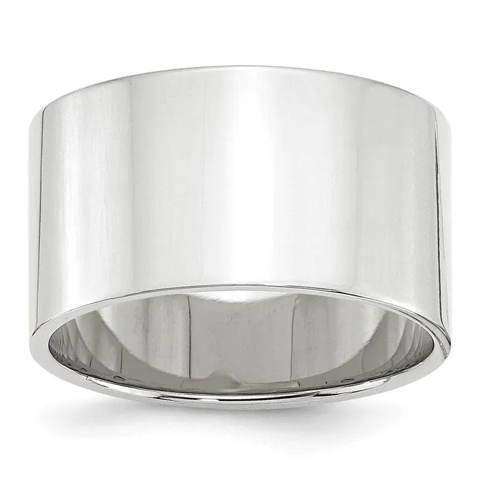 Solid 18K White Gold 12mm Light Weight Flat MensWomens Wedding Band Ring Size 65 Goldia Rings Solid 18K White Gold 12mm Light Weight Flat MensWomens Wedding Band Ring Size 65 Goldia Rings