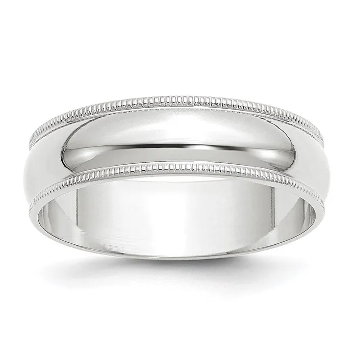 Solid 18K White Gold 6mm Light Weight Milgrain Half Round MensWomens Wedding Band Ring Size 65 Goldia Rings Solid 18K White Gold 6mm Light Weight Milgrain Half Round MensWomens Wedding Band Ring Size 65 Goldia Rings