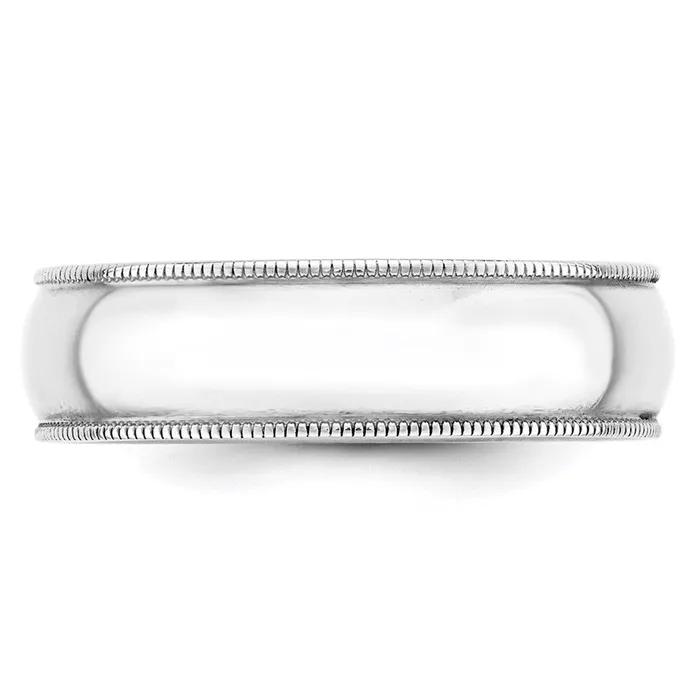 Solid 18K White Gold 6mm Light Weight Milgrain Half Round MensWomens Wedding Band Ring Size 65 Goldia Rings Solid 18K White Gold 6mm Light Weight Milgrain Half Round MensWomens Wedding Band Ring Size 65 Goldia Rings