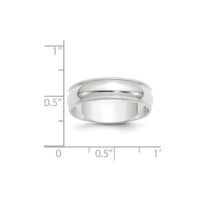 Solid 18K White Gold 6mm Light Weight Milgrain Half Round MensWomens Wedding Band Ring Size 65 Goldia Rings Solid 18K White Gold 6mm Light Weight Milgrain Half Round MensWomens Wedding Band Ring Size 65 Goldia Rings