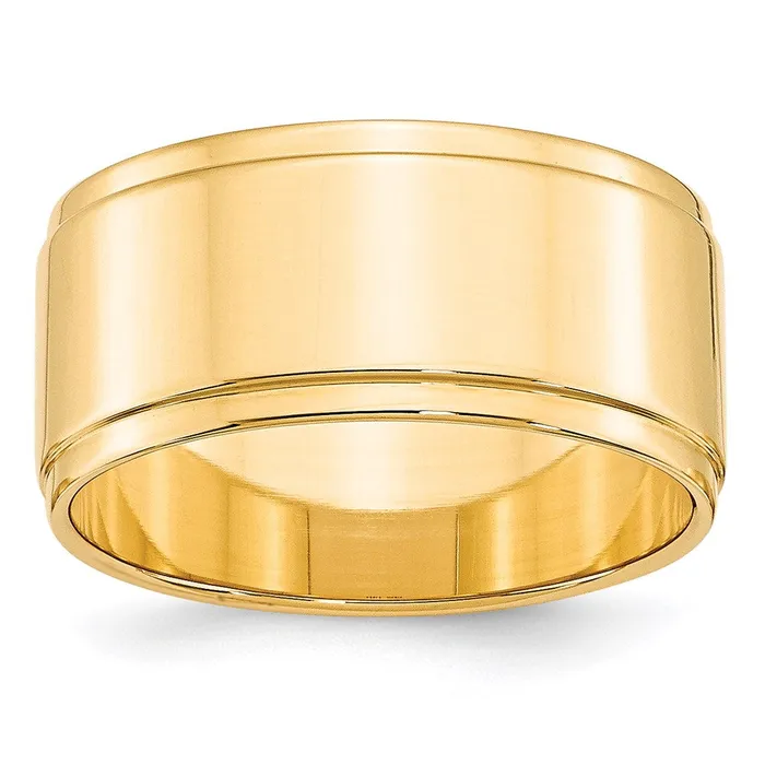 Solid 18K Yellow Gold 10mm Flat with Step Edge MensWomens Wedding Band Ring Size 115 Goldia Rings Solid 18K Yellow Gold 10mm Flat with Step Edge MensWomens Wedding Band Ring Size 115 Goldia Rings