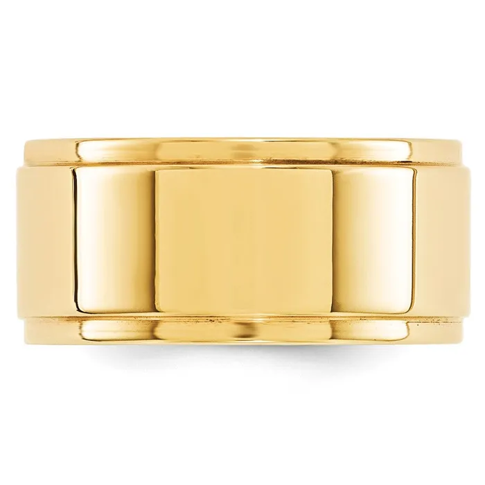 Solid 18K Yellow Gold 10mm Flat with Step Edge MensWomens Wedding Band Ring Size 115 Goldia Rings Solid 18K Yellow Gold 10mm Flat with Step Edge MensWomens Wedding Band Ring Size 115 Goldia Rings