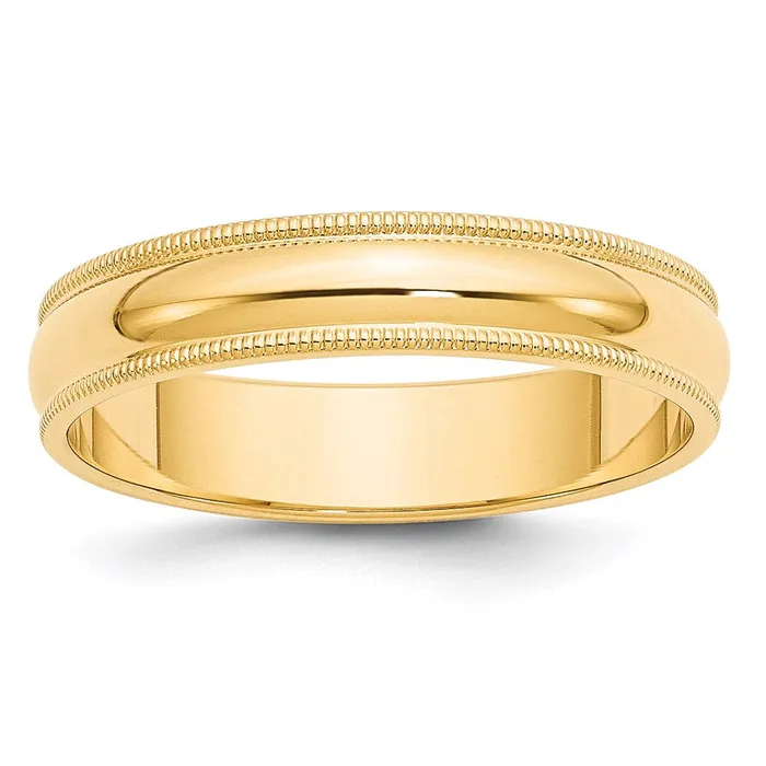 Solid 18K Yellow Gold 5mm Milgrain HalfRound Wedding MensWomens Wedding Band Ring Size 45 Goldia Rings Solid 18K Yellow Gold 5mm Milgrain HalfRound Wedding MensWomens Wedding Band Ring Size 45 Goldia Rings