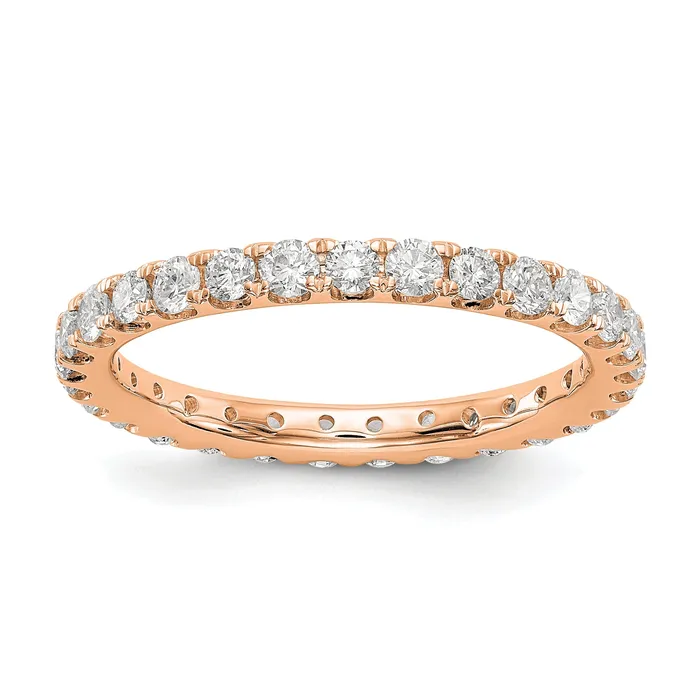 Solid Real 14k Rose Gold Polished U Shared Prong 1ct CZ Eternity Wedding Band Ring Goldia Rings Solid Real 14k Rose Gold Polished U Shared Prong 1ct CZ Eternity Wedding Band Ring Goldia Rings