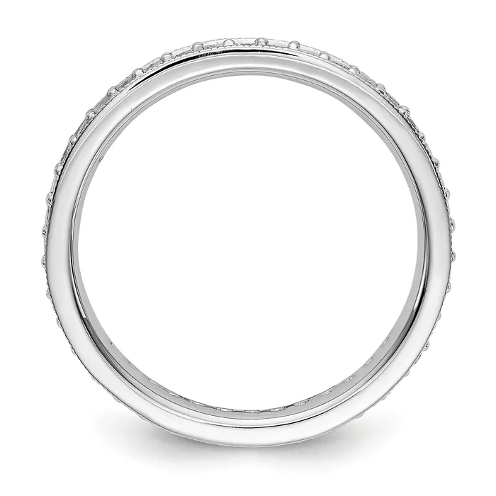Solid Real 14k White Gold Polished Round 12 CT Vintage CZ Eternity Wedding Band Ring Goldia Rings