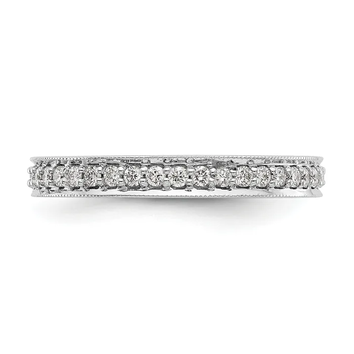 Solid Real 14k White Gold Polished Round 12 CT Vintage CZ Eternity Wedding Band Ring Goldia Rings
