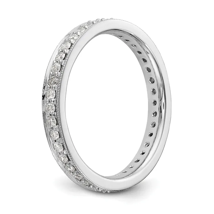 Solid Real 14k White Gold Polished Round 12 CT Vintage CZ Eternity Wedding Band Ring Goldia Rings