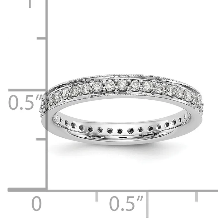 Solid Real 14k White Gold Polished Round 12 CT Vintage CZ Eternity Wedding Band Ring Goldia Rings