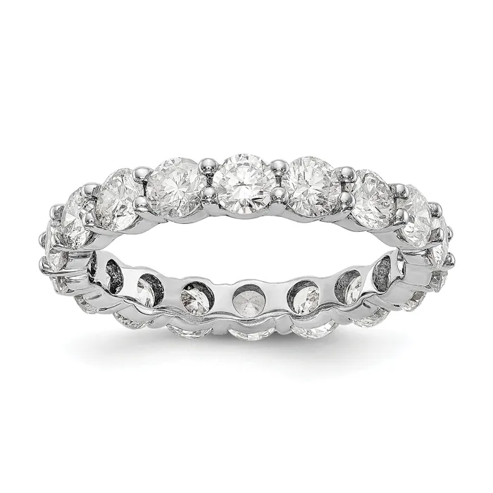 Solid Real 14k White Gold Polished Shared Prong 3ct CZ Eternity Wedding Band Ring Goldia Rings Solid Real 14k White Gold Polished Shared Prong 3ct CZ Eternity Wedding Band Ring Goldia Rings