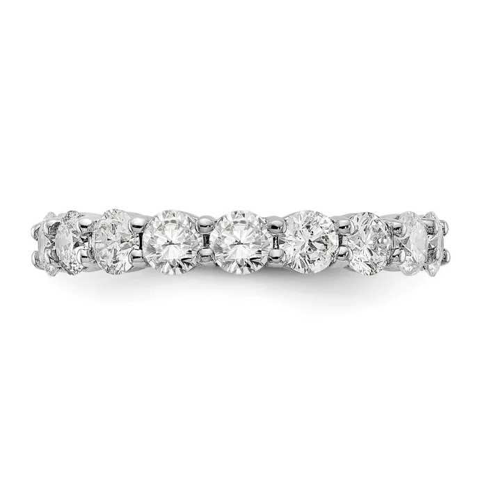 Solid Real 14k White Gold Polished Shared Prong 3ct CZ Eternity Wedding Band Ring Goldia Rings
