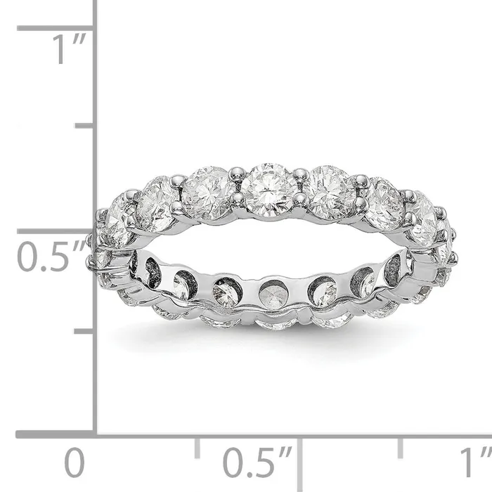 Solid Real 14k White Gold Polished Shared Prong 3ct CZ Eternity Wedding Band Ring Goldia Rings