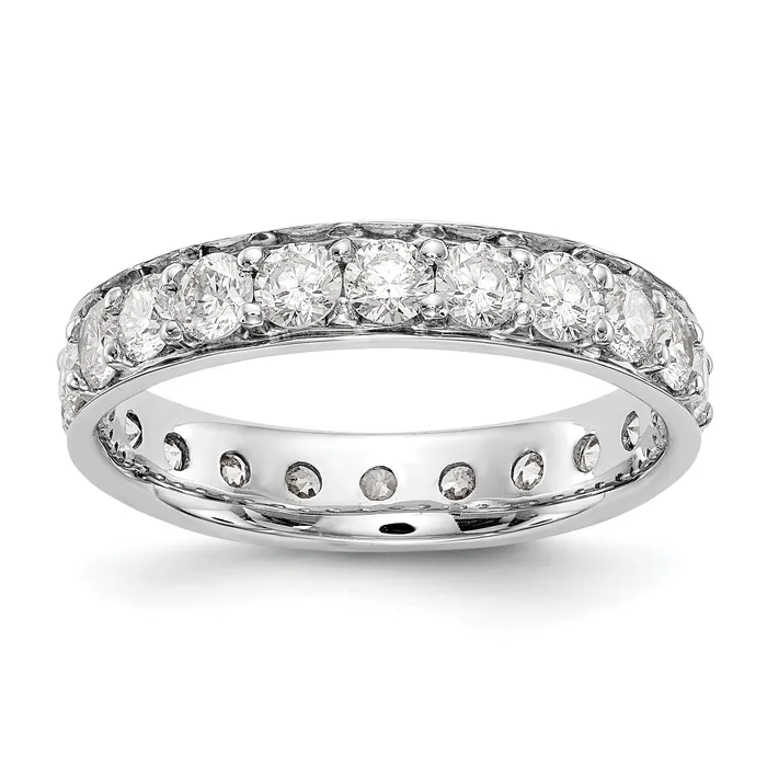 Solid Real 14k White Gold Polished Vintage 2ct CZ Eternity Wedding Band Ring Goldia Rings Solid Real 14k White Gold Polished Vintage 2ct CZ Eternity Wedding Band Ring Goldia Rings
