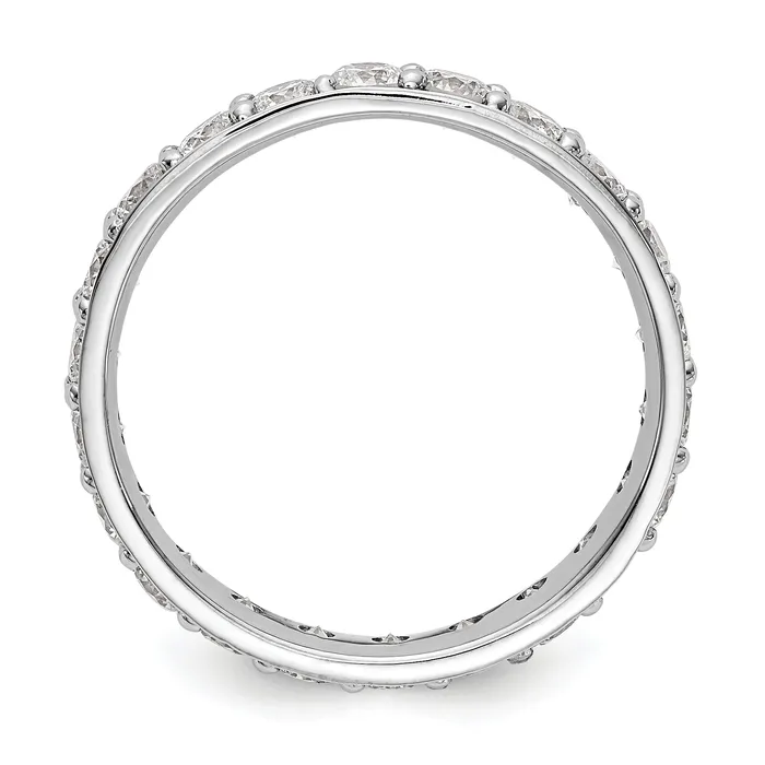 Solid Real 14k White Gold Polished Vintage 2ct CZ Eternity Wedding Band Ring Goldia Rings