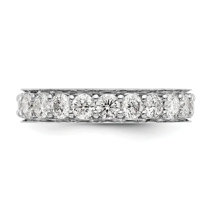 Solid Real 14k White Gold Polished Vintage 2ct CZ Eternity Wedding Band Ring Goldia Rings