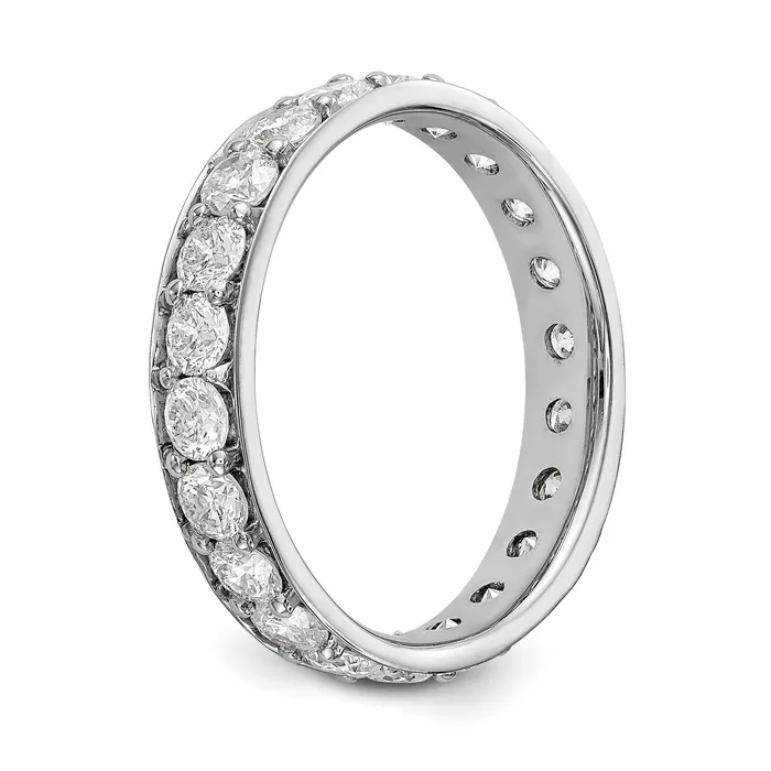 Solid Real 14k White Gold Polished Vintage 2ct CZ Eternity Wedding Band Ring Goldia Rings