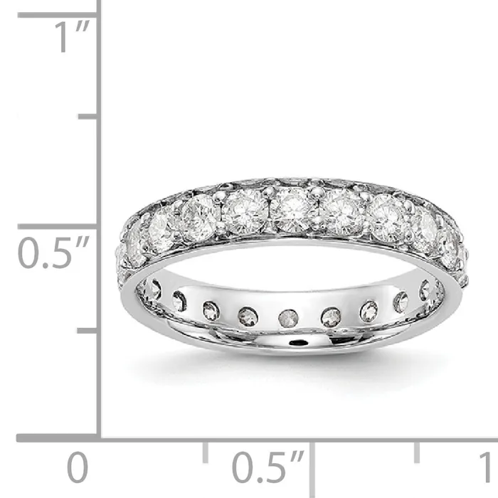 Solid Real 14k White Gold Polished Vintage 2ct CZ Eternity Wedding Band Ring Goldia Rings