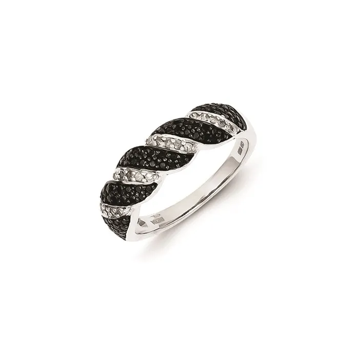 Sterling Silver Black and White Diamond Alternating Twist Ring Goldia Rings Sterling Silver Black and White Diamond Alternating Twist Ring Goldia Rings