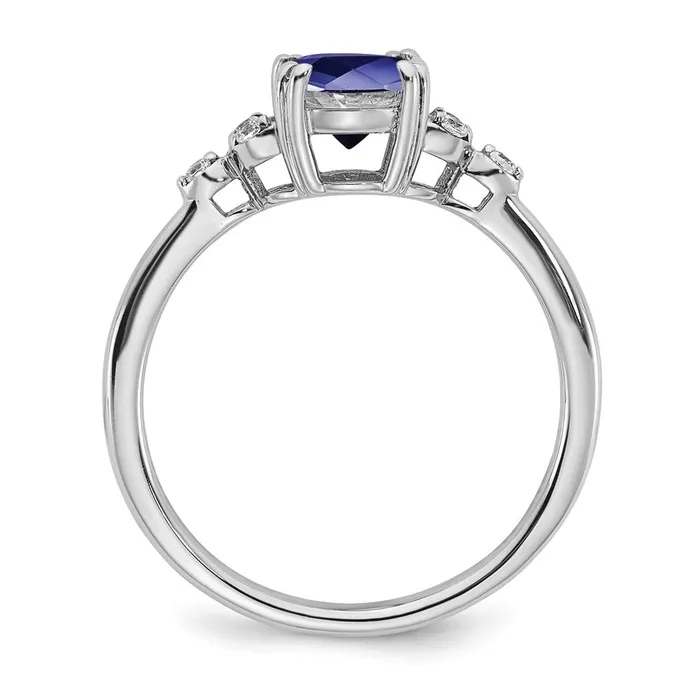 Sterling Silver Created Sapphire and Diamond Ring Goldia Rings