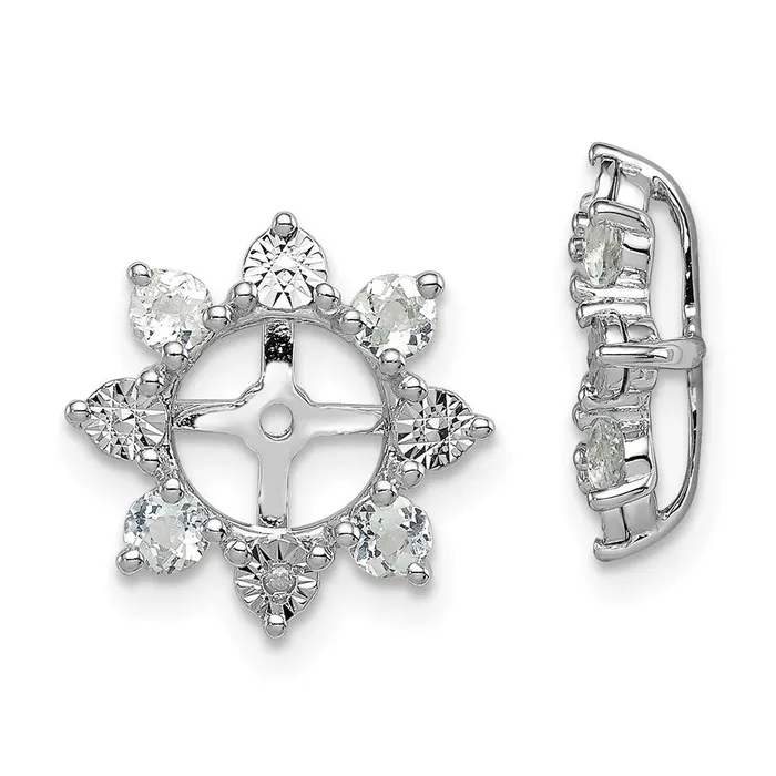 Sterling Silver Rhodium Diamond u0026 Aquamarine Earring Jacket Goldia Earrings Sterling Silver Rhodium Diamond u0026 Aquamarine Earring Jacket Goldia Earrings