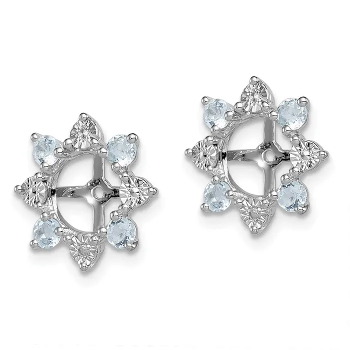 Sterling Silver Rhodium Diamond u0026 Aquamarine Earring Jacket Goldia Earrings